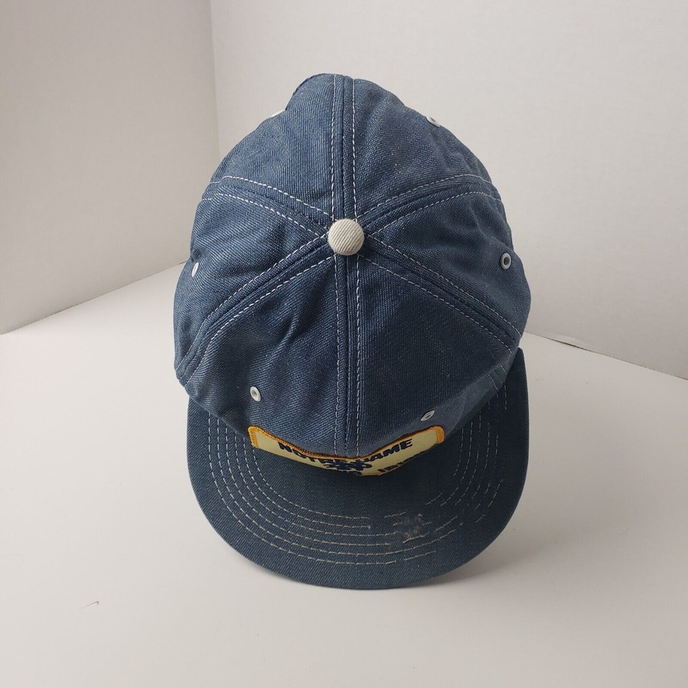 Vintage Notre Dame Fighting Irish Hat Cap Blue Denim K Products Snapback NCAA - Picture 7 of 11